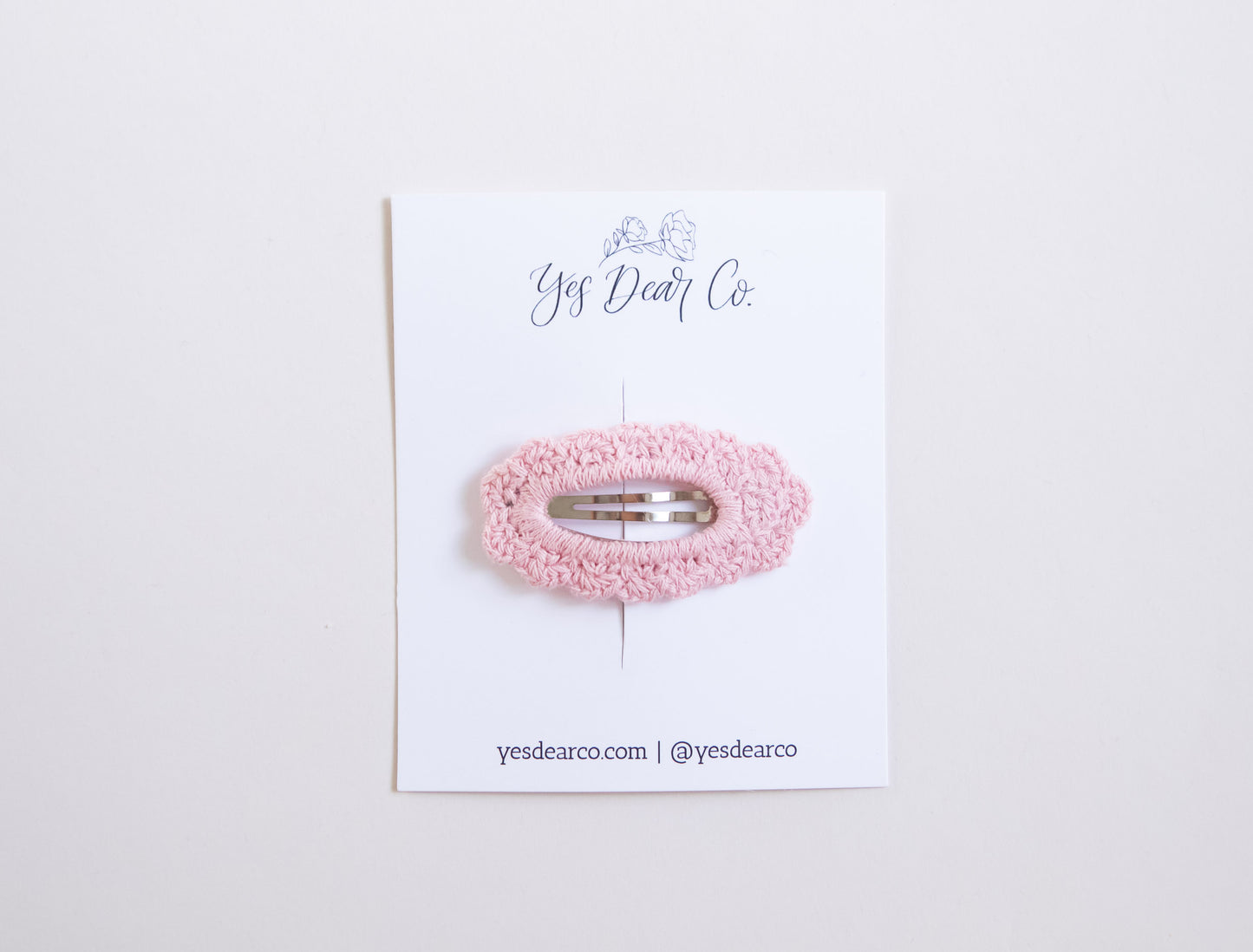 Pink | Embroidered Snap Clip