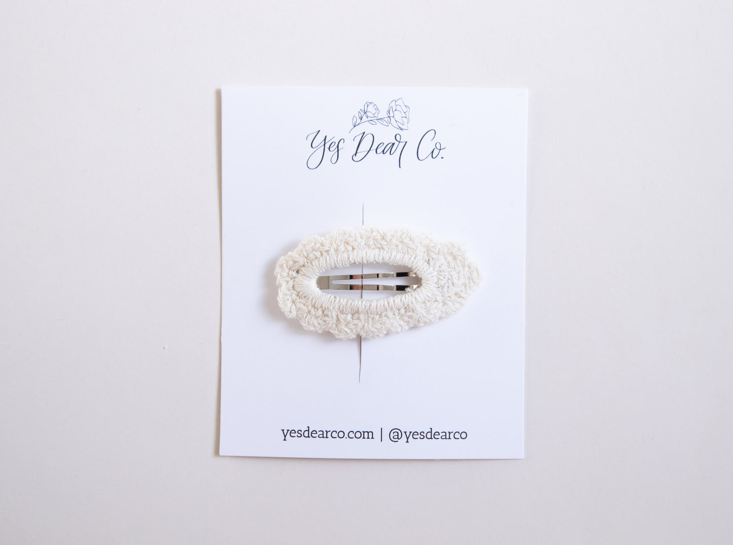 Cream | Embroidered Snap Clip