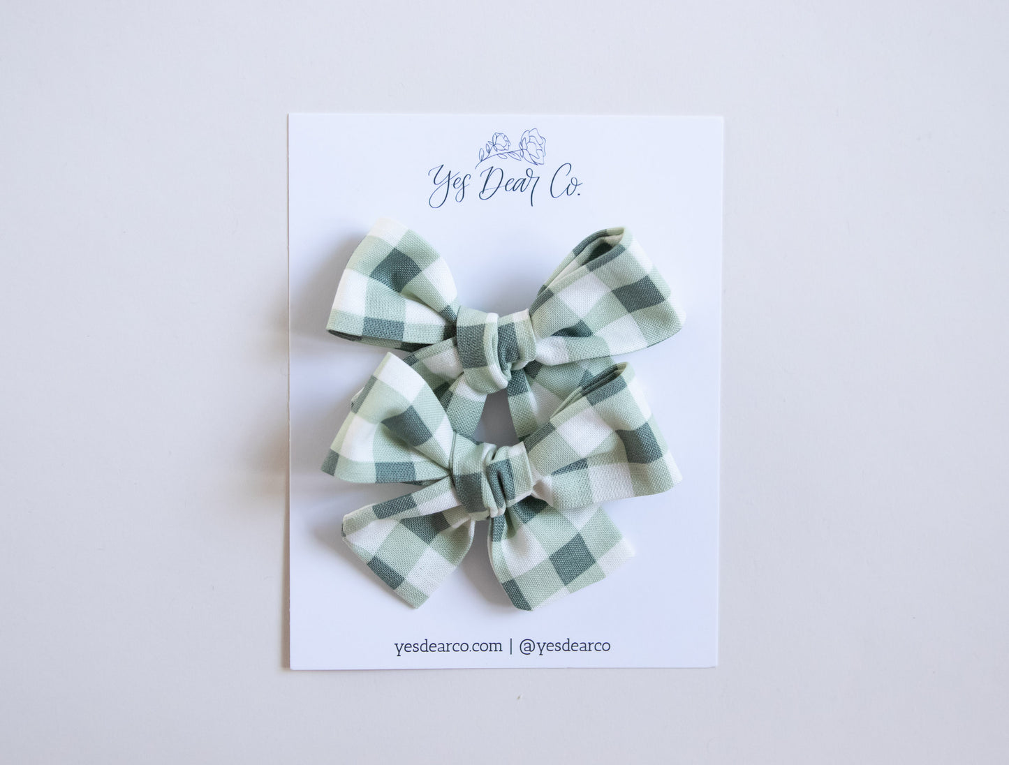 Green Plaid | Pigtail Bows