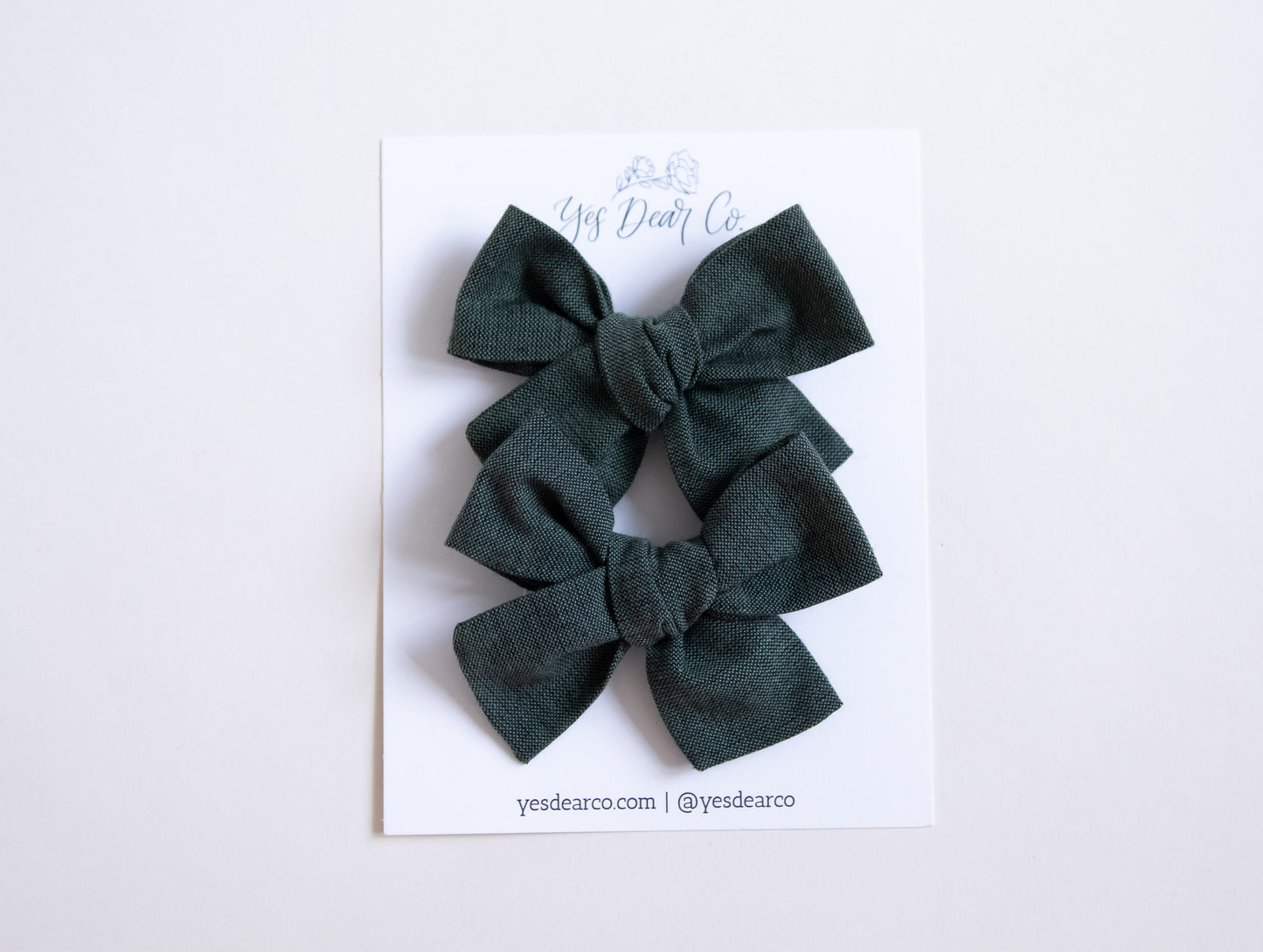 Forest Green Chambray | Pigtail Bows