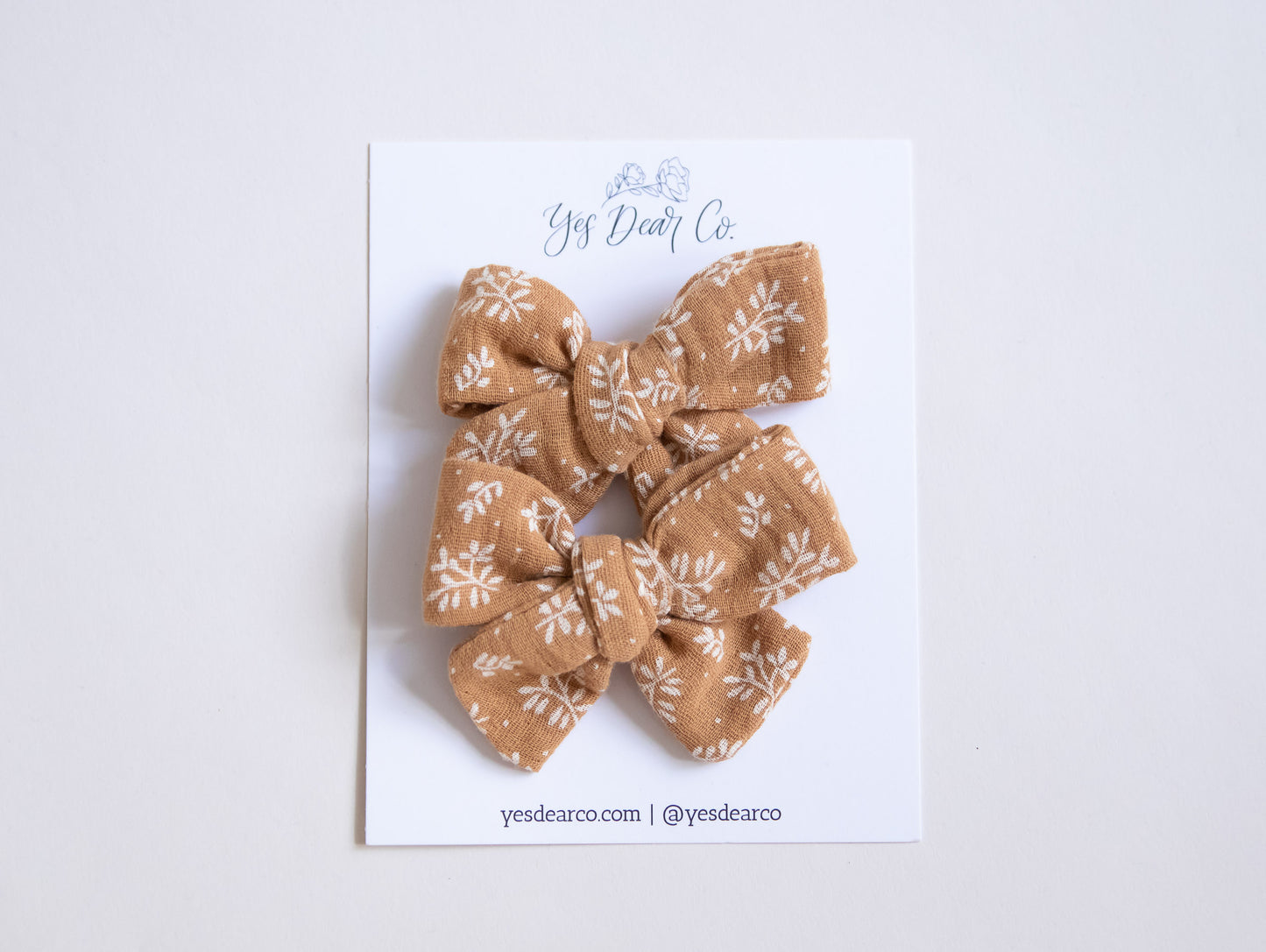 Caramel Floral | Pigtail Bows