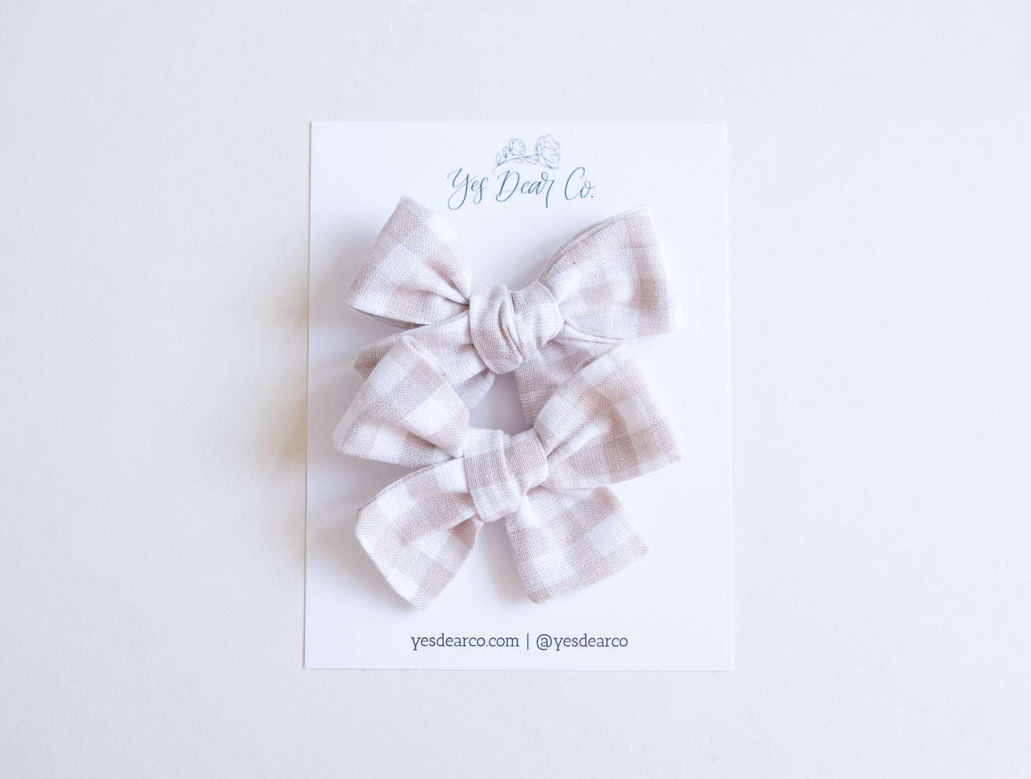 Neutral Gingham | Pigtail Bows