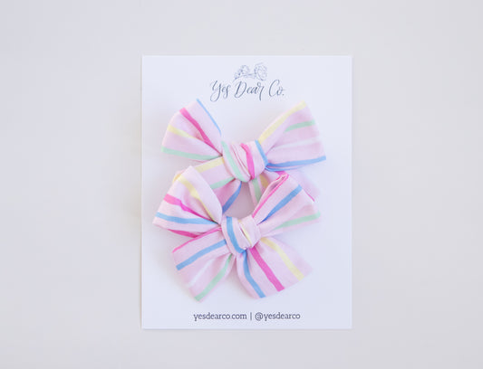 Pink Rainbow | Pigtail Bows