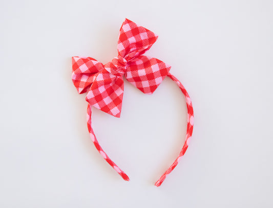 Pink/Red Gingham | Hard Headband