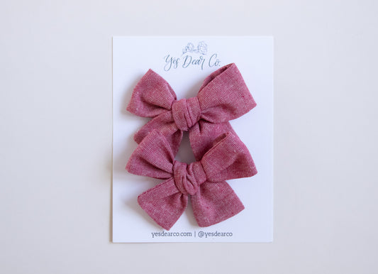 Berry Chambray | Pigtail Bows
