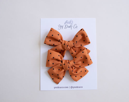 Pumpkin Dot | Pigtail Bows