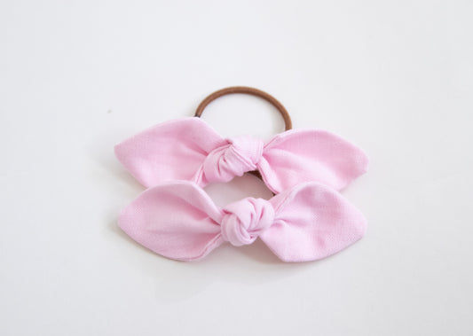 Pink Bunny Knot Bow Pigtail Set