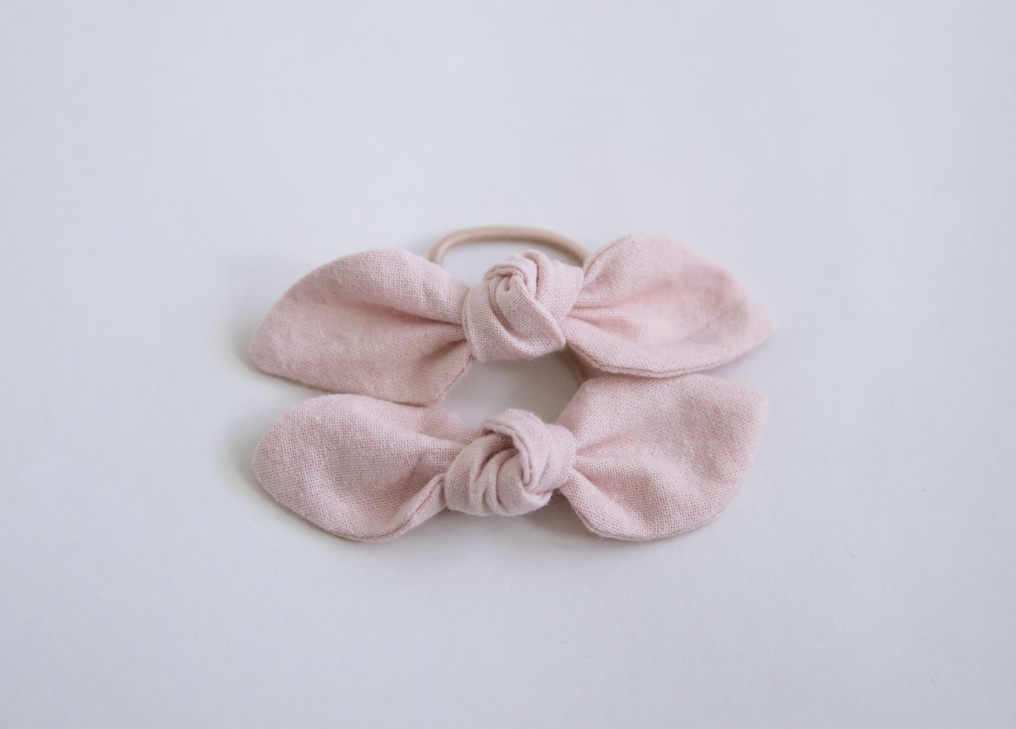 Dusty Rose Bunny Knot Bow Pigtail Set