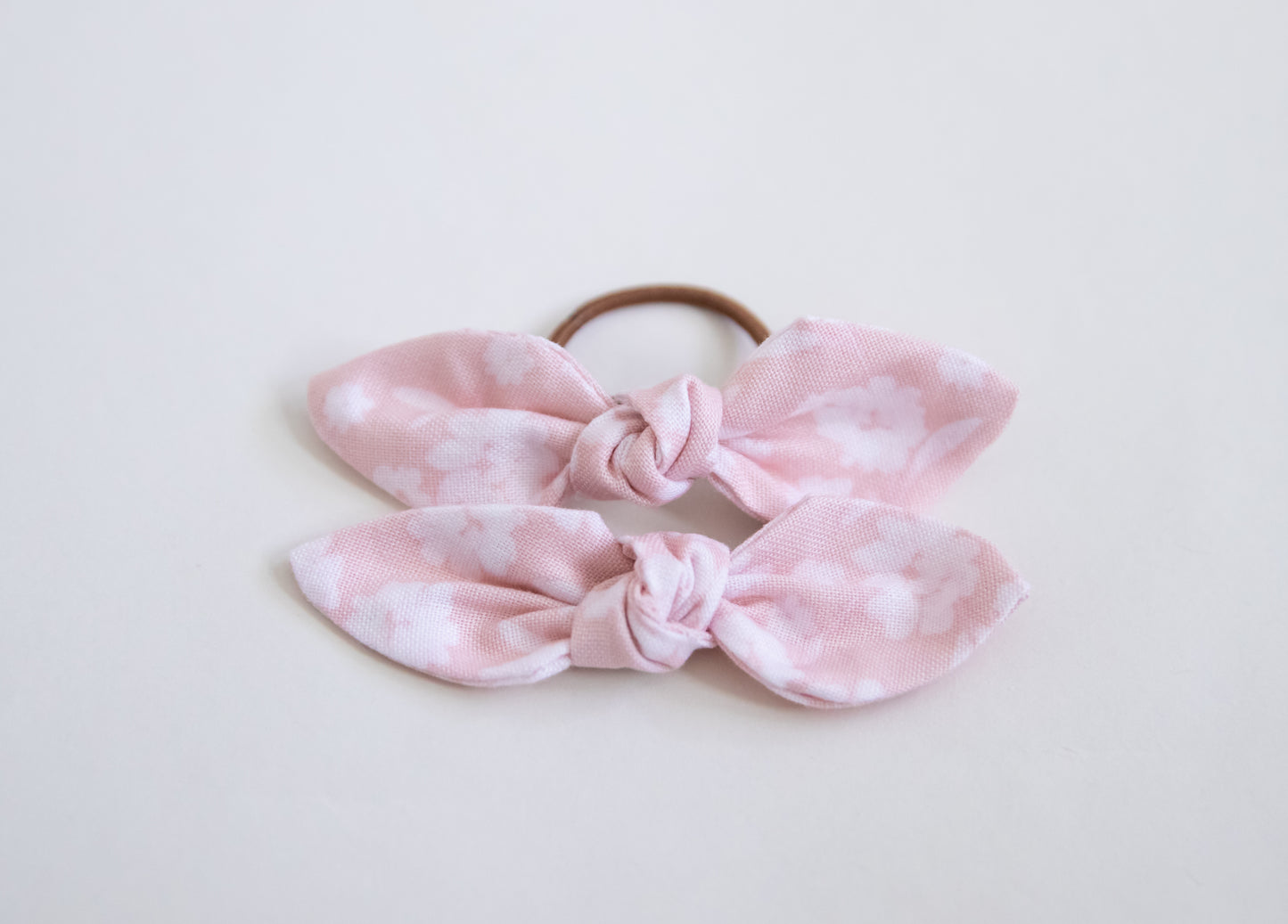 Crepe Floral Bunny Knot Bow Pigtail Set