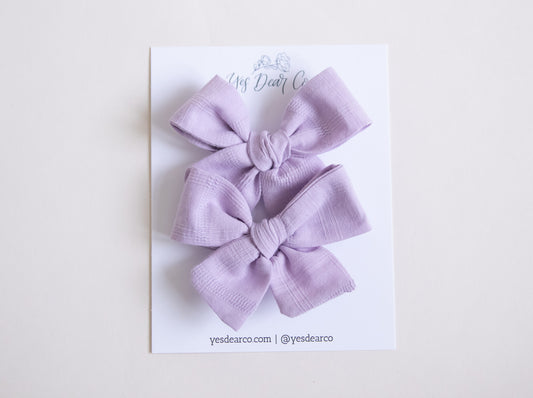 Lilac Grid | Pigtail Bows