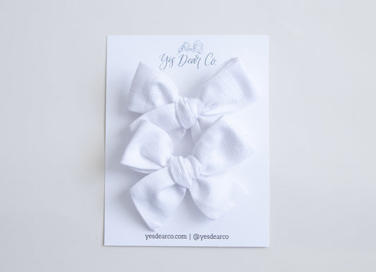 White Grid | Pigtail Bows