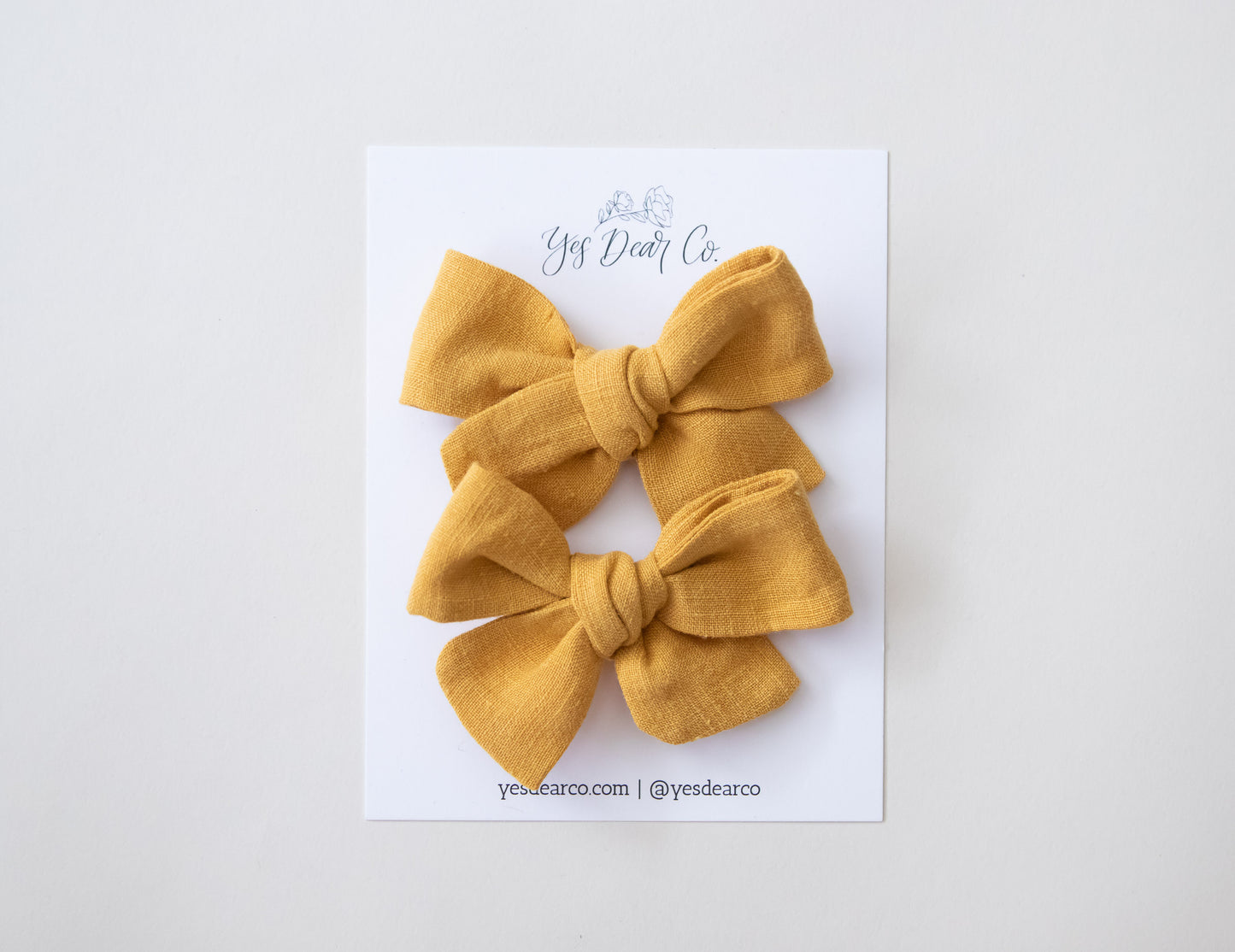Mustard Linen | Pigtail Bows