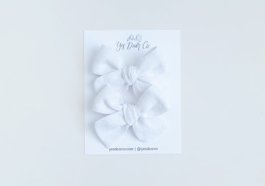 White Linen | Pigtail Bows