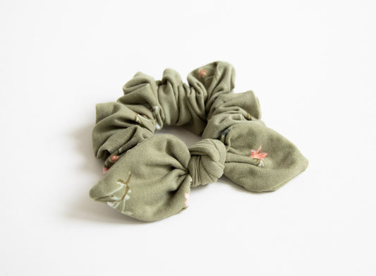 Olive Floral | Bow Scrunchie