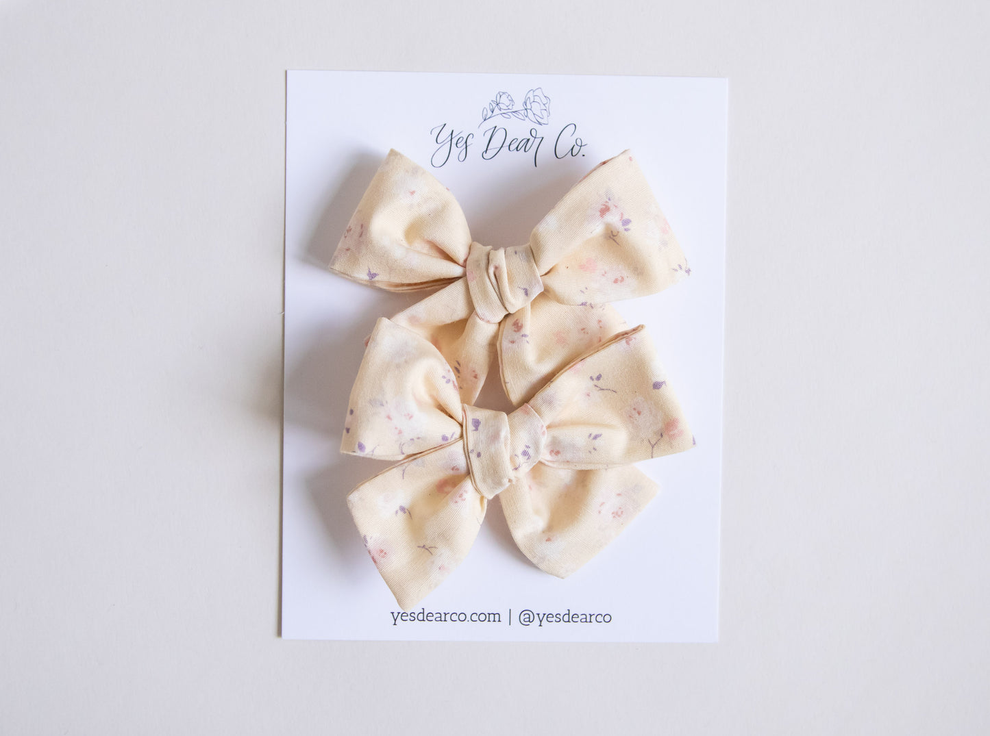 Vintage Yellow Floral | Pigtail Bows